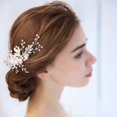 thumbnail image 5 of Peineta nupcial para boda, accesorios para el cabello con flores de cristal, piezas para el cabello nupcial para mujeres y niñas (color plateado), 5 of 5