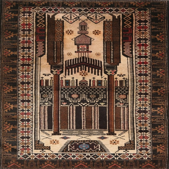 Ahgly Company Indoor Square Traditional Red Persian Area Rugs, 4' Square