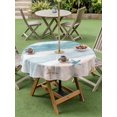 thumbnail image 4 of Outdoor Tablecloth with Umbrella Hole for Patio/Picnic/Party/Camping, Teal Summer Beach Waterproof Table Cloth Round Cover Washable, Coastal Waves Ocean Starfish Conch (Dia 54"), 4 of 8
