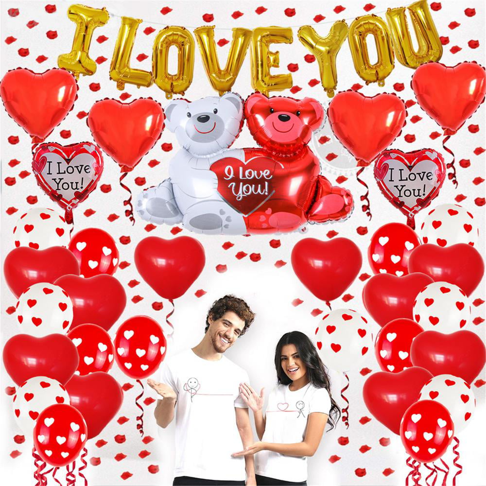 100pc I LOVE YOU+Heart Latex Balloon 12" Party/Wedding/Decoration Red/Pink/White 