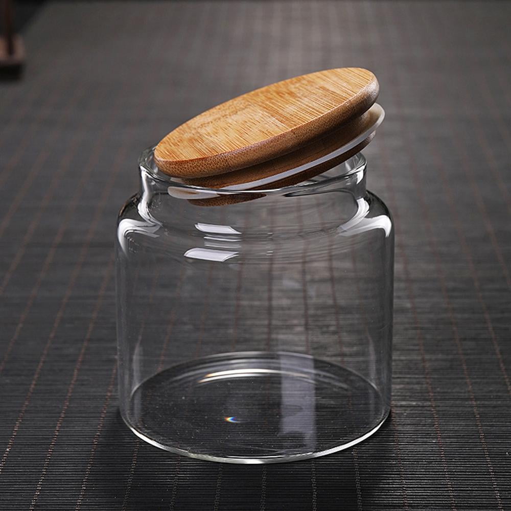 Glass Storage Jars with Bamboo Wood Lids,18ML /18.18oz Glass Air Tight  Kitchen Food Cereal Containers for Storage, Canister Set Ideal for Flour,  ...