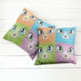 thumbnail image 6 of Ambesonne Cat Throw Pillow Cover 2 Pack, Colorful Animal Kitten, 24", Orange Purple Green, 6 of 7