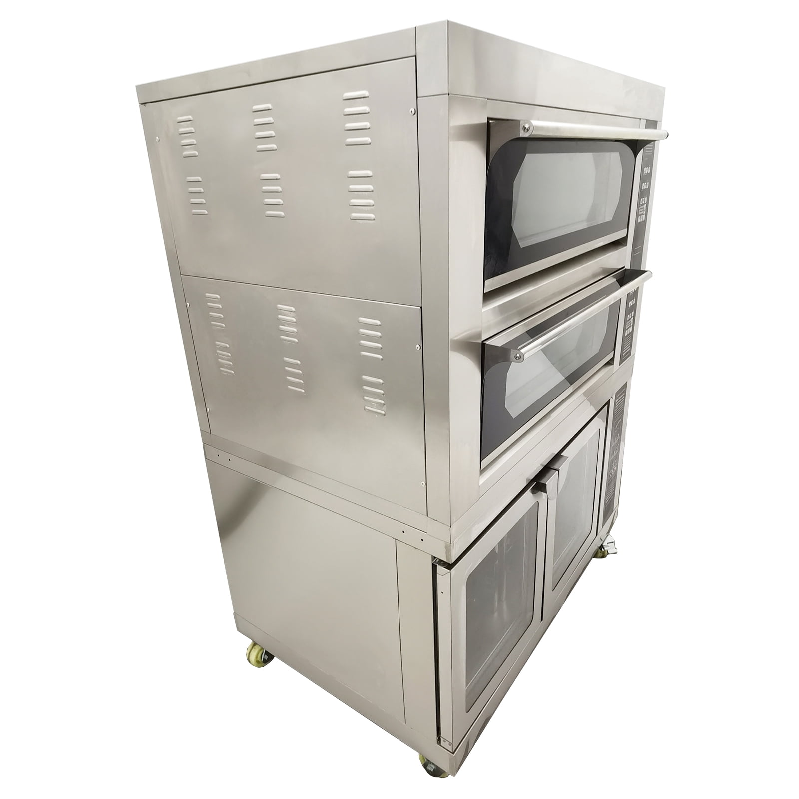 Movable Electric Triple Pizza Oven with Fermentation Tank 4 Baking Sheets and 8 Fermentation Sheets 220V 3PH