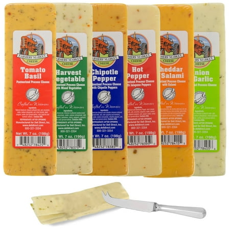 Set of 6 Farmers Market Gourmet Wisconsin Cheese Bricks Gift Basket Fondue Food Blocks
