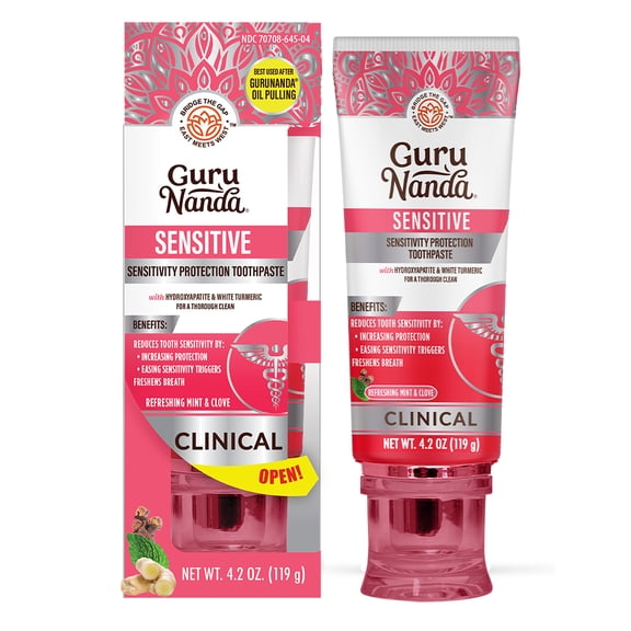 GuruNanda Sensitive Toothpaste with Hydroxyapatite - Fluoride - Free,  4.2 oz