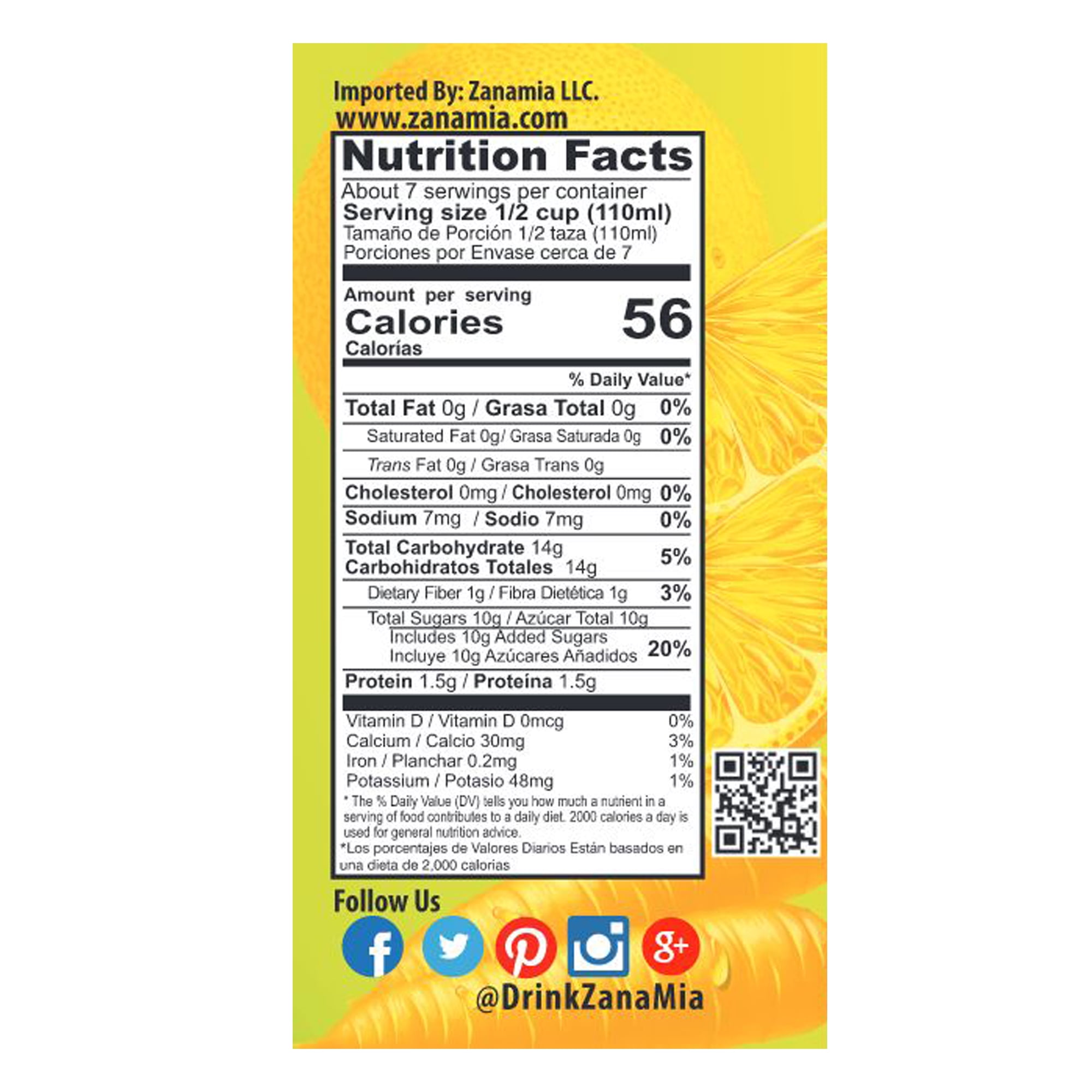 ZanaMia Carrot Orange Juice Drink, 25.4 fl oz Single Glass Bottle