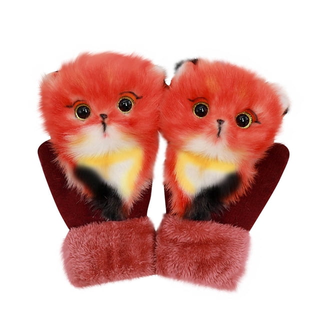 Gants d'Hiver pour Enfants Design Cartoon en Laine Isolée pour Temps Froid