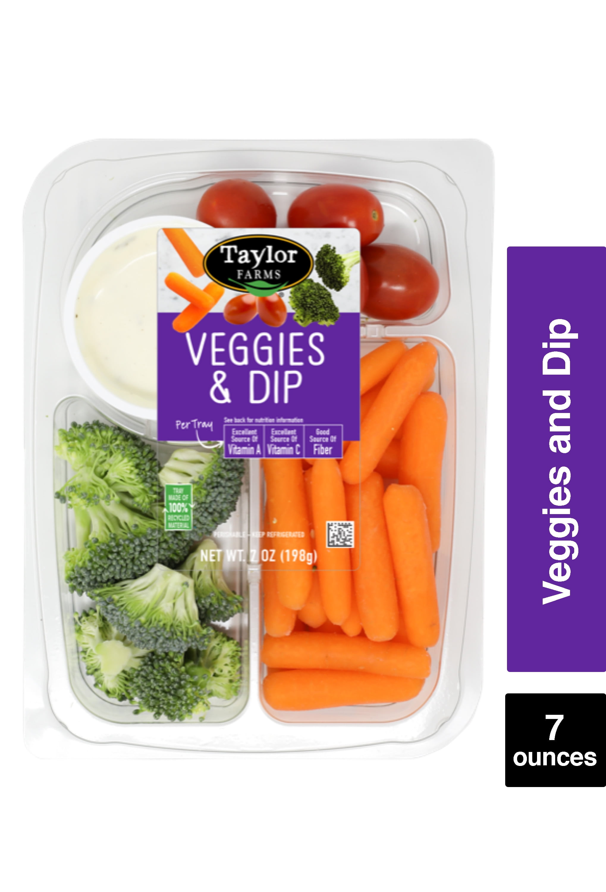 Carrots, Tomatoes & Broccoli Snack Tray with Hidden Valley Ranch