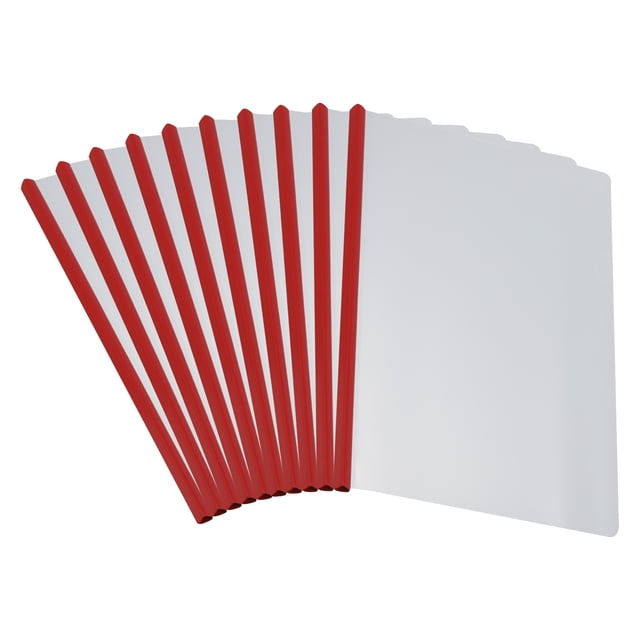 Unique Bargains Clear Report Covers with Sliding Bar, 15mm 135 Sheets Capacity, Red, 20Pack