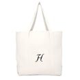 thumbnail image 2 of DALIX Women's Monogram Personalized Shopping Tote Bag Zippered Natural Ballent Letter H, 2 of 8