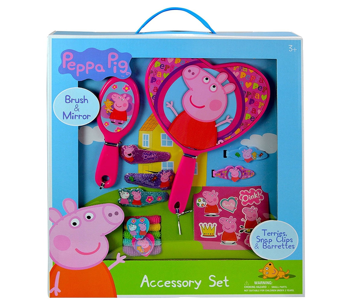 Novelty Character Beauty Kits Peppa Pig Brush and Mirror Hair Accessory