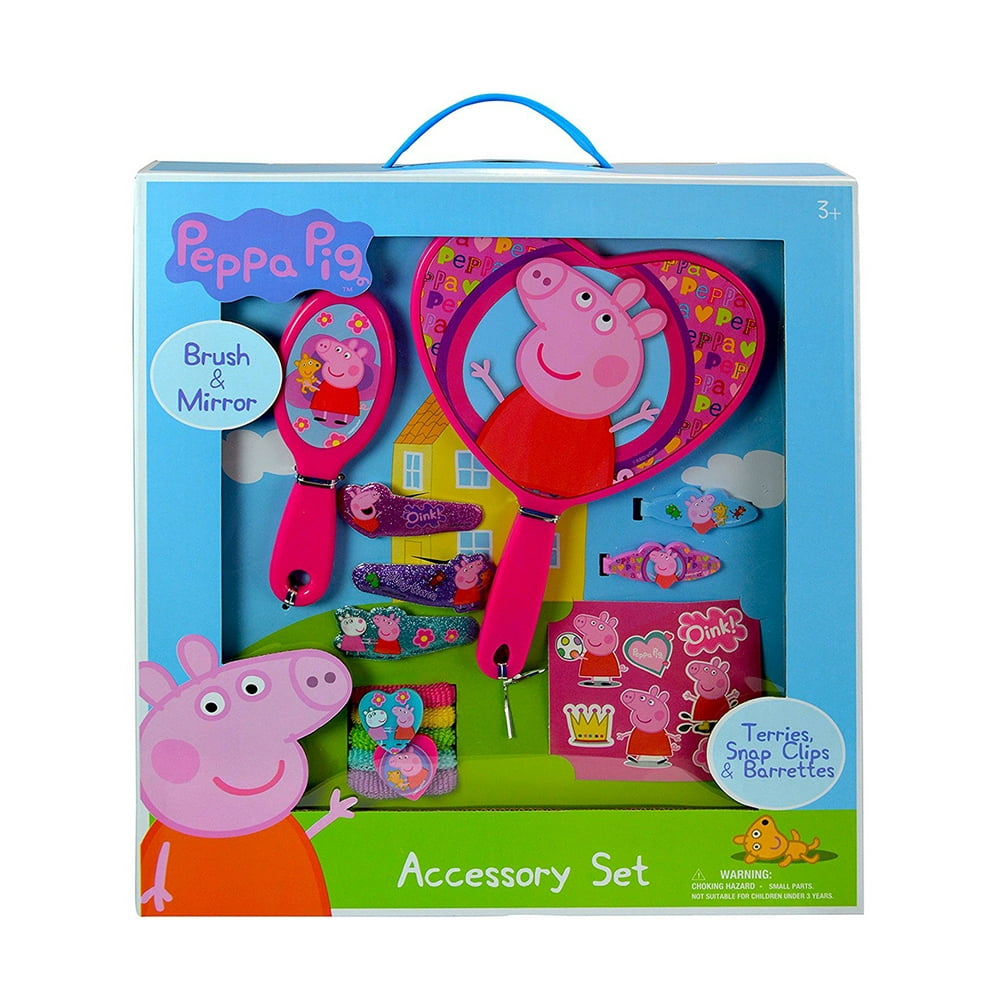Novelty Character Beauty Kits Peppa Pig Brush and Mirror Hair Accessory