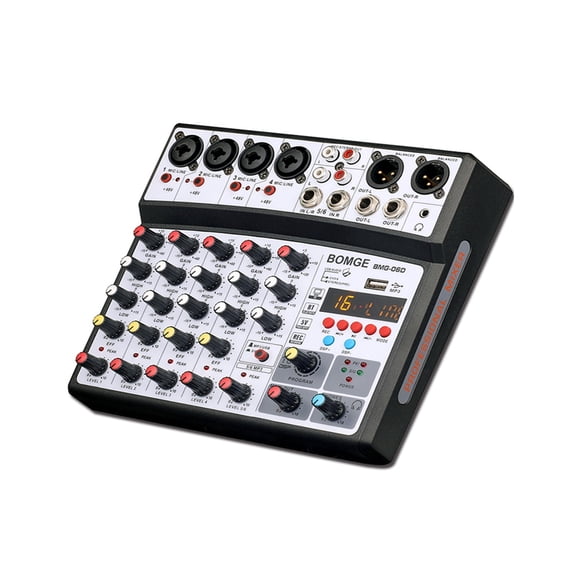 Professional 6 Channel DJ Sound Mixer 16DSP Interface Mixing Console Desktop with MP3 Input ,Easy to Operate