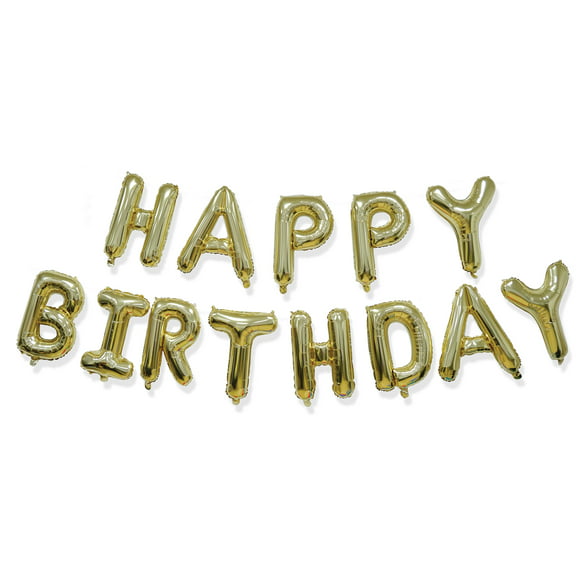 Way to Celebrate Party "Happy Birthday" Alphabet Foil Balloon Banner Gold