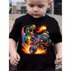 thumbnail image 1 of 1pc Boys' Casual Short Sleeve T-Shirt with 3D Printed Cool Monster Truck Design, Knitted Polyester Fabric, Round Neck, Regular Fit, Summer Top for Kids, 1 of 5