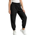 thumbnail image 2 of Htrmlpk Girls Cargo Sweatpants Elastic Waist Cuffed Pants Stretch Tapered Leg Trousers with Pockets, 2 of 8