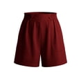 thumbnail image 6 of VBVC Women's High Waisted Wide Leg Shorts,Ruched Waist Casual Dressy Shorts For Women,Ladies Lightweight Summer Office Beach Shorts with Pockets,Wine,S-2XL, 6 of 7