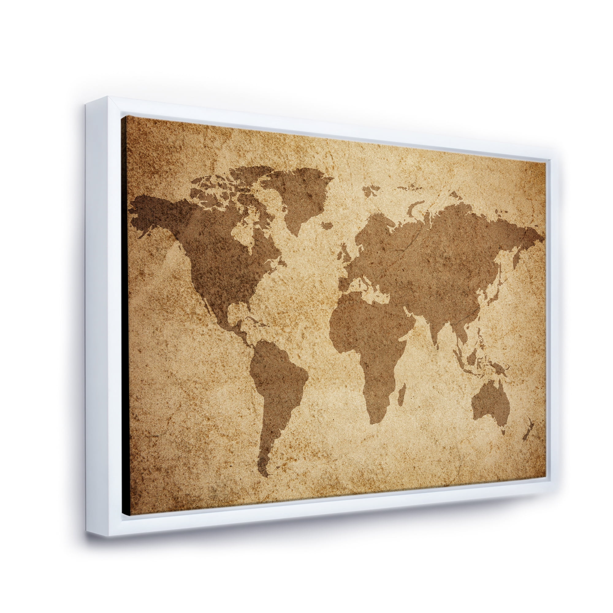 Designart 'Ancient World Map V' Vintage Framed Canvas Wall Art Print