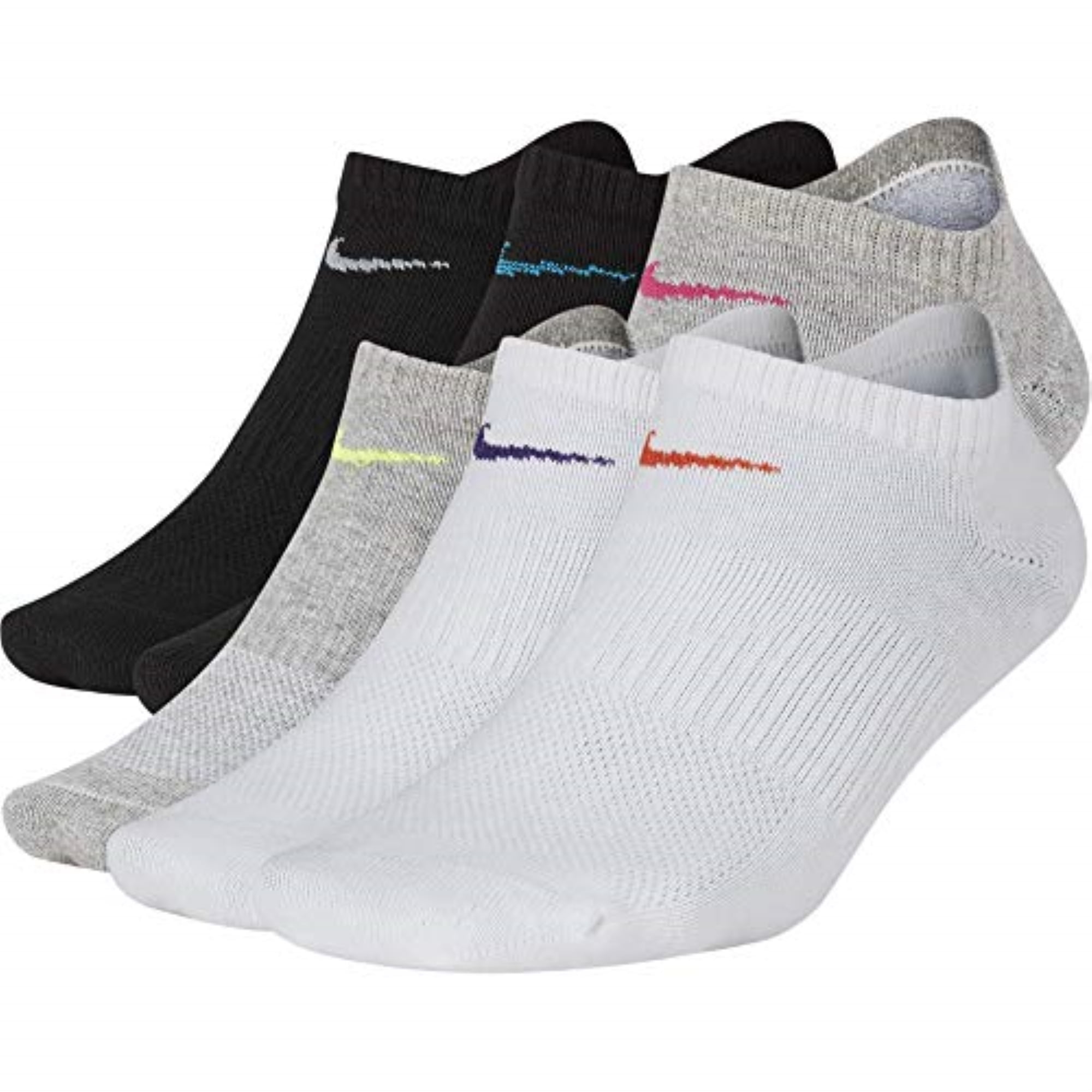 Nike Women's Everyday Lightweight No-Show Socks (6 Pair), Cool  Grey/Black/White, Medium - Walmart.com