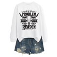 thumbnail image 4 of Womens Country Music Western Sweatshirts I'm The Problem Letter Print Cowgirl Pullover Vintage Cow Skull Top, 4 of 4