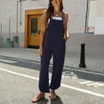 thumbnail image 6 of Women Summer Sleeveless Linen Black Bib Overalls Baggy Capri Jumpsuits With Pockets Womens Petite Romper Ribbed Jumpsuit for Women Womens Jumpsuit Dressy Romper Dress Long Pants Rompers for Women, 6 of 8