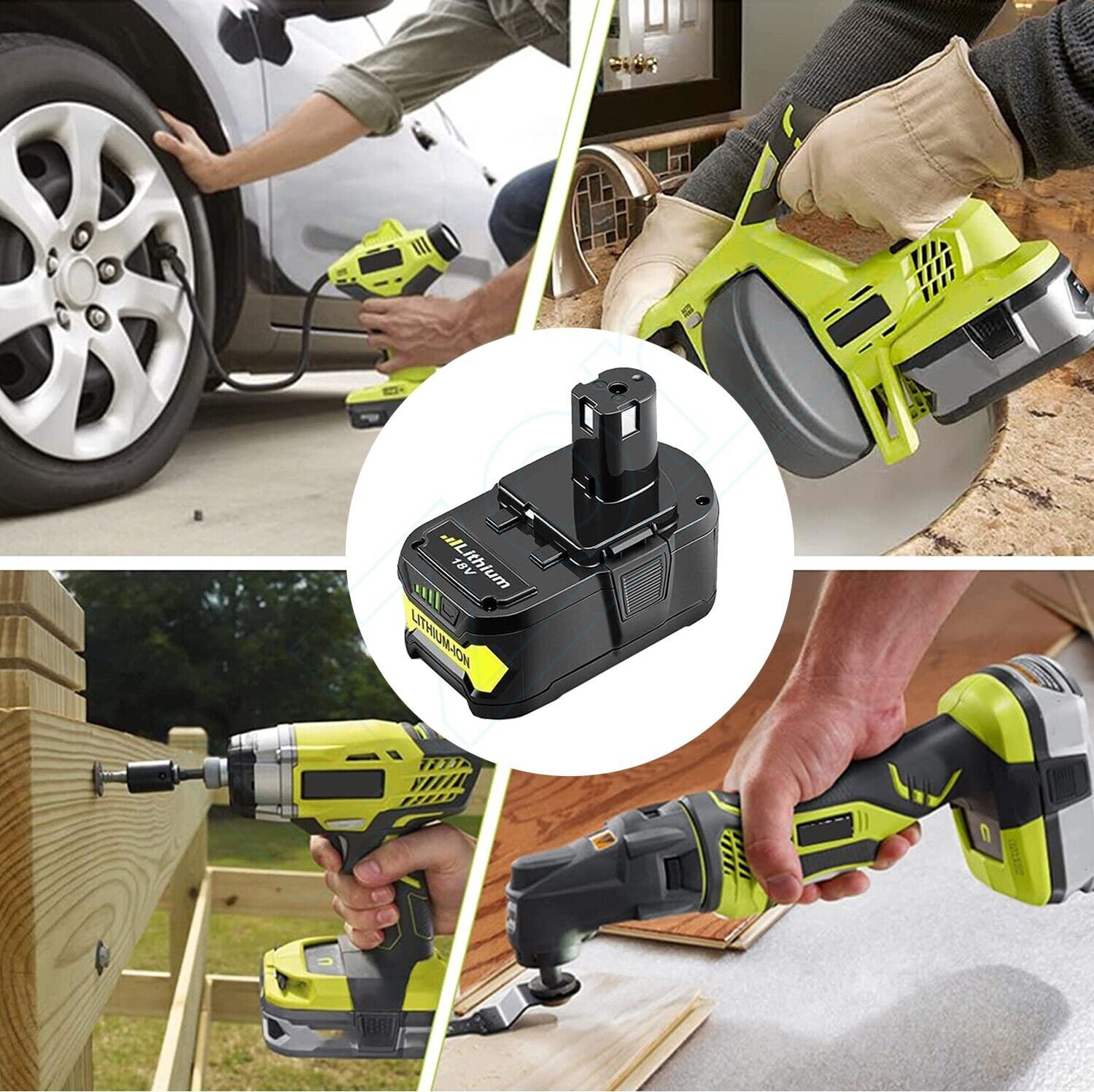 2Pack 6.0Ah High Capacity P108 Replacement for Ryobi 18V Battery Lithium Ion P102 P103 P104 P105 P107 P108 P109 P122 Compatible with Ryobi Cordless Power Tools
