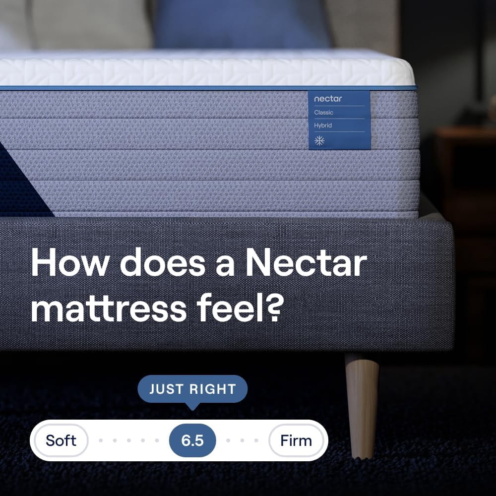 Nectar Classic Hybrid 12” Full Mattress - Medium Firm - Memory Foam & Innerspring Coils - Cooling Top Layer - Pressure-Relief - Mattress in a Box - 365-Night Trial & Forever Warranty
