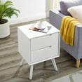 thumbnail image 6 of Bikahom NS1003WB Mid-Century Two Drawer Night Stand, White, 6 of 11