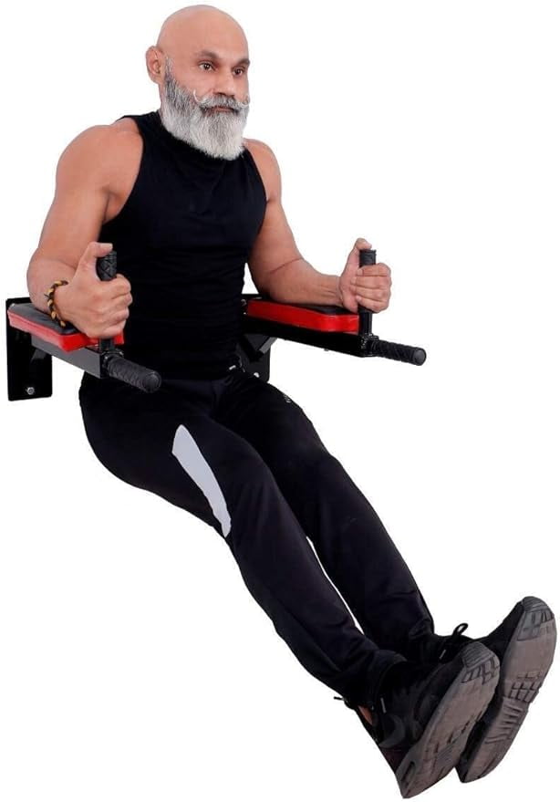 Spancare Heavy Duty Dips Bars - for Wall mounting, 4 Handle Bars with Padding on arms