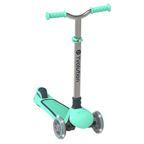 Yvolution Y Glider Air Scooter for Kids 3 Wheel Scooter for Toddlers 4 Adjustable Height Glider with Kick Scooters Lean to Steer with LED Flashing Light for Children Ages 3+ Years Old (Green)