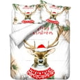 thumbnail image 3 of ZHH Blue Breathable Soft Christmas Bedding Set Winter Deer Forest Butterfly Snowing 3-Piece Duvet Set Full Size, 3 of 6