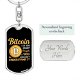 thumbnail image 2 of Bitcoin is For Smart People Crypto Stainless Steel or 18k Gold Premium Swivel Dog Tag Keychain, 2 of 16