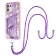 thumbnail image 2 of Allytech Moto Edge 20 Lite Case, Moto Edge 20 Fusion Case, Marble Rubber TPU Lanyard Protection Anti-scratch Shock-absorbing Cover Case for Motorola Moto Edge 20 Lite/Moto Edge 20 Fusion, Purple, 2 of 4