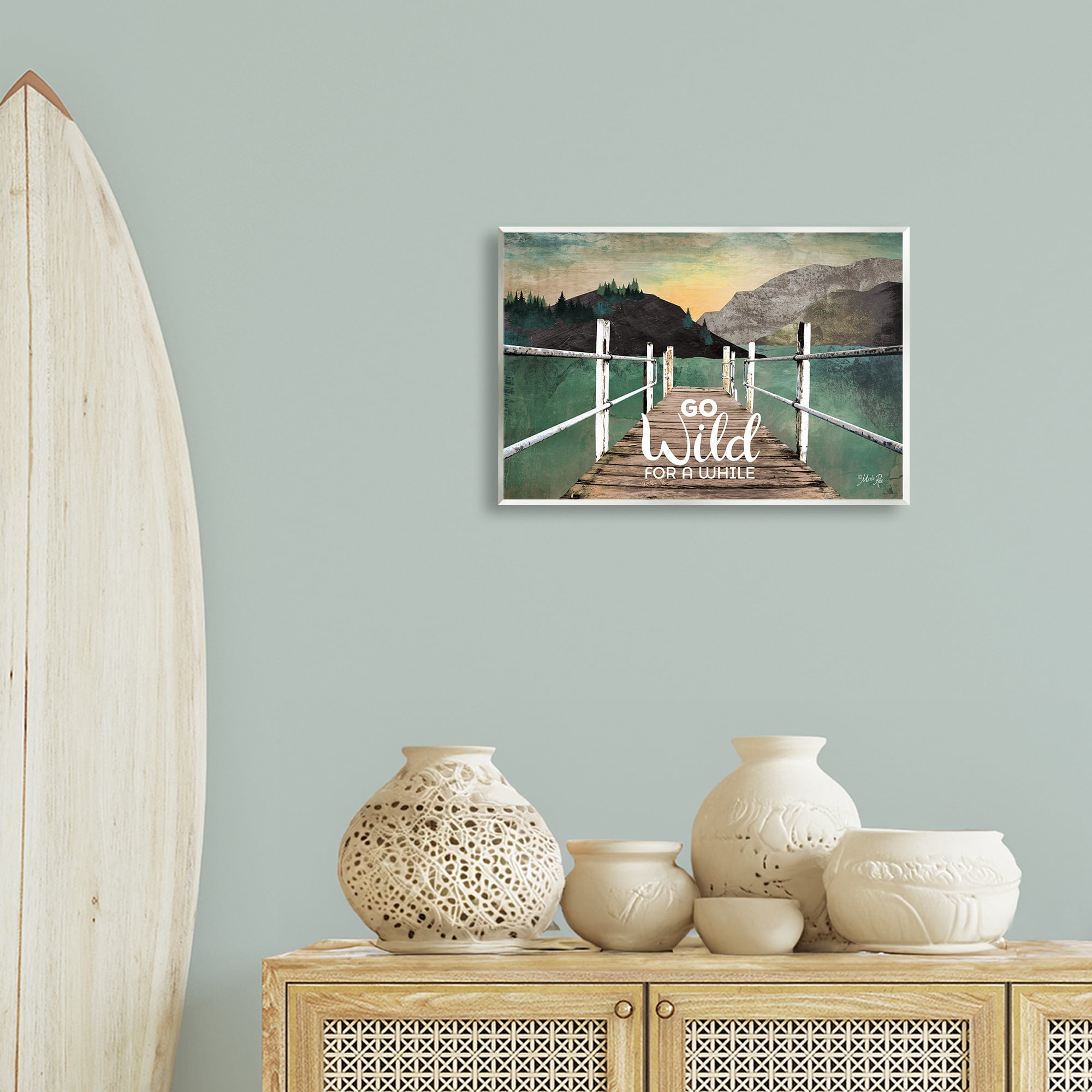 Stupell Industries Go Wild Rustic Phrase Landscape Painting Unframed Art Print Wall Art, 19 x 13