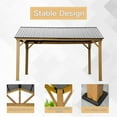 thumbnail image 3 of 12'x14' Hardtop Gazebo, Outdoor Wooden Coated Aluminum Frame Hard Top Gazebo with Galvanized Steel Double Roof, Permanent Metal Roof Gazebo Pavilion for Deck, Patio and Garden (Yellow-Brown), 3 of 6