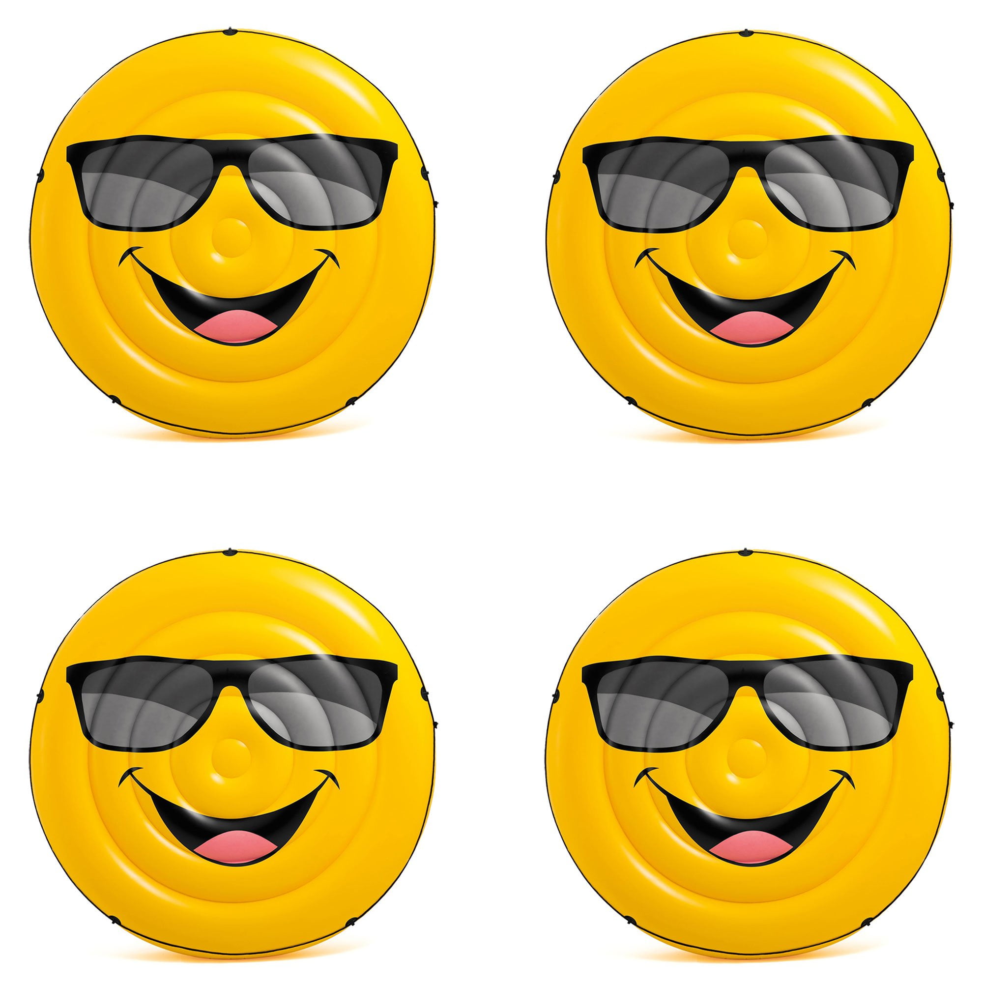 Intex Giant Inflatable Emoji Cool Guy Island Lounger Ride-On Pool Float (4 Pack) - Walmart.com