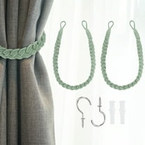 2Pcs Rope Curtain Tiebacks, 23.6" Hand-Woven Curtain Holdback, Green