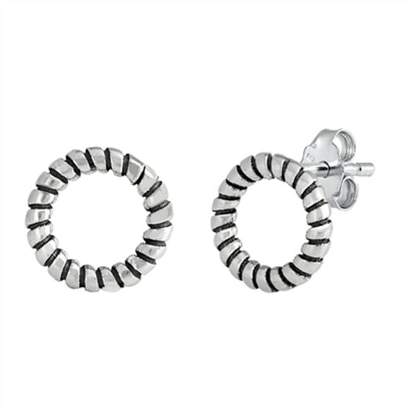 Sterling Silver Rope Hoop Elegant Statement Wreath Oxidized Earrings 925 New Jewelry Female Unisex