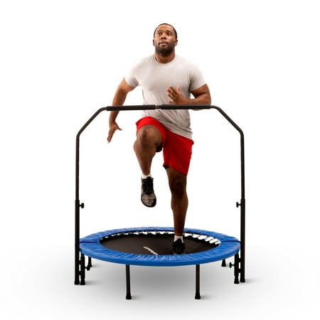 Upper Bounce 48" Mini Trampoline with Adjustable Handbar – Round Foldable Rebounder Fitness Trampoline for Kids & Adults