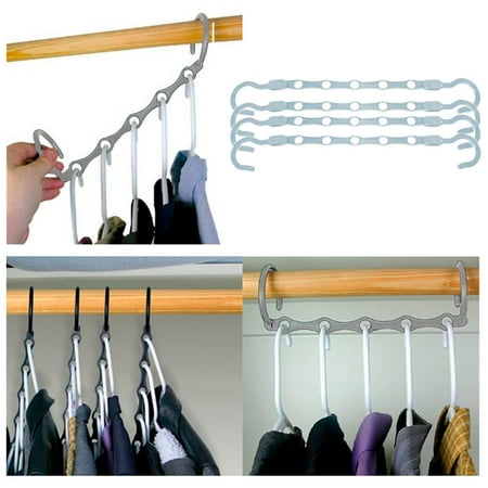 New Lot 4 Space Saver Wonder Magic Clothes Hangers Closet ...