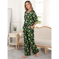 thumbnail image 4 of MINTREUS Lounge Sets for Women Knit Short Sleeve V-neck Tops and Long Pants Soft Comfy Pajamas Set Oversized 2 Piece Outfits, 4 of 8