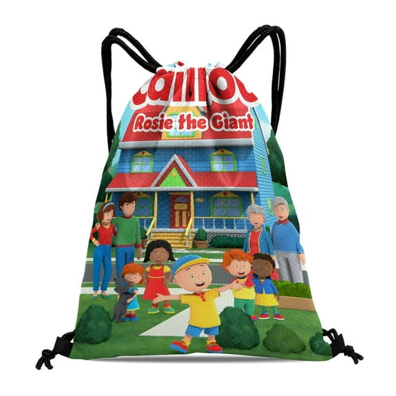 Caillou-theme Drawstring Backpack Sports Gym Bag Water Resistant String Bag Cinch Bag,12‘’X16‘’(30X40cm)
