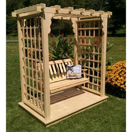 A & L Furniture Lexington 7.25 ft. High Wood Arbor with Deck and Swing