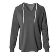 thumbnail image 2 of Blmnix Comfy Ladies Sweatshirts Basic Fitted Dark Gray Cute Tops for School V-Neck Hoodie Long Sleeve Tops, 2 of 5