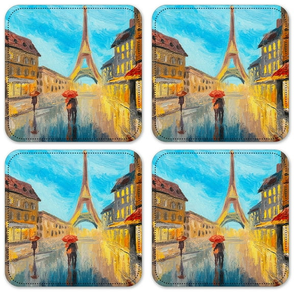 Vinyl Drink Coasters - Set of 4 - Pairs in the Rain