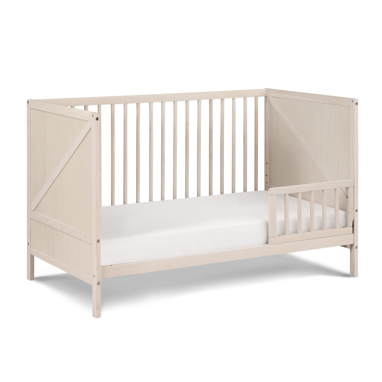 Suite Bebe Pixie Zen 3-in-1 Convertible Baby Wooden Crib With Round Spindles, in Washed Natural