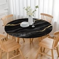 thumbnail image 3 of Black Gold Marble Pattern Round Fitted Tablecloth with Elastic Edge,Dining Table Cover Waterproof,Outdoor Round Tablecloth for Camping,Dining,Indoor and Outdoor, 3 of 7