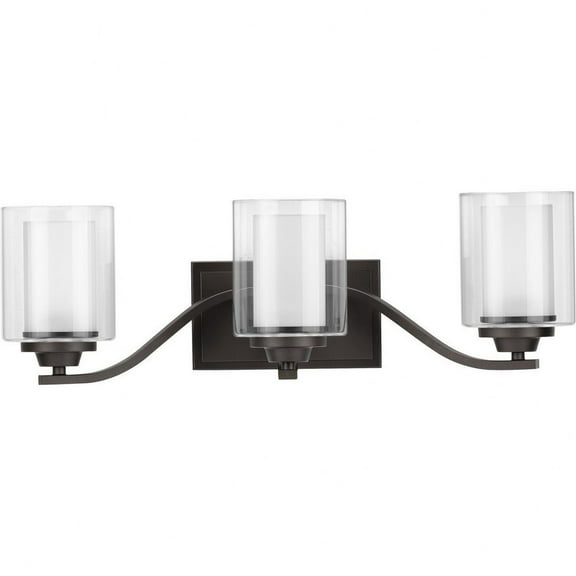 Progress Lighting Kene Collection 3-Light Wall Bracket Graphite with Etched Glass Shades