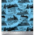 thumbnail image 1 of Soimoi Blue Poly Georgette Fabric Mountains & Text Print Fabric by the Yard 42 Inch Wide, 1 of 5