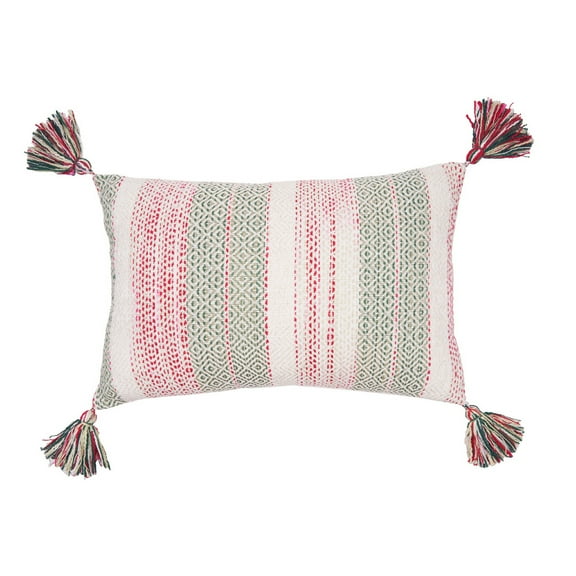 Cozy Nordic Christmas Red & Green Accent Pillow, 14" x 22"